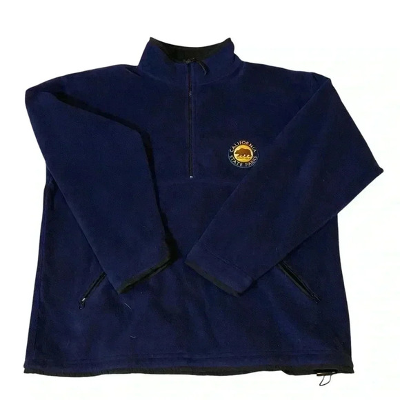 VGT MOST WANTED Fleece Jacket Coat Half Zip Pullover Navy Blue Size LG - Picture 6 of 16